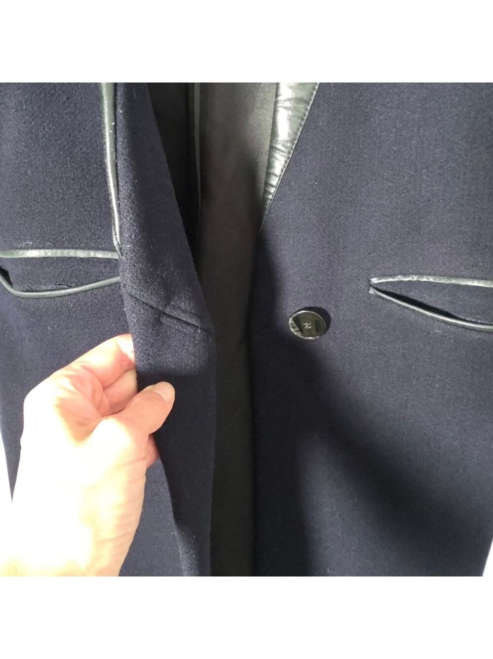 Sandro Paris Navy Colorblock Tailored Wool Coat 36 - Picture 8 of 12
